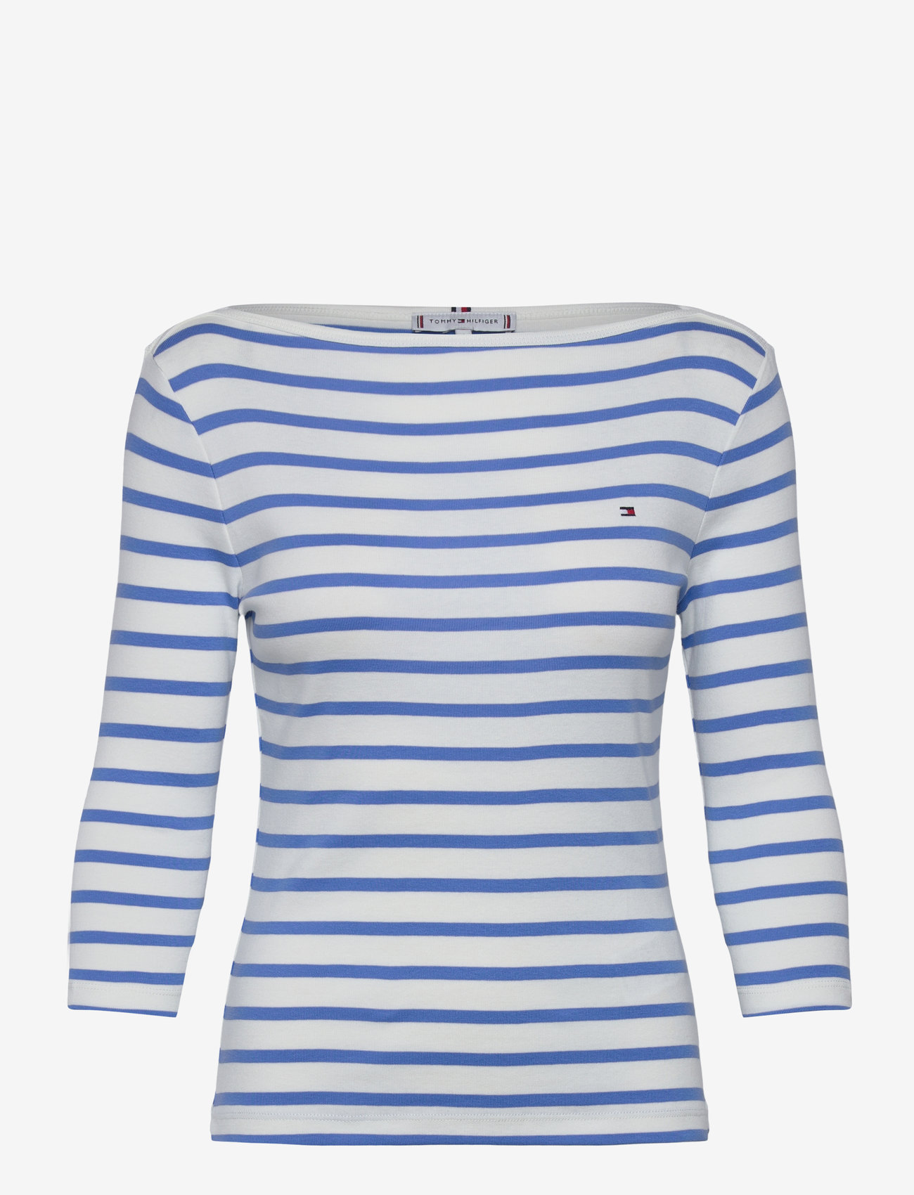 Tommy Hilfiger - SLIM CODY BOAT-NK 3/4SLV - langärmlige tops - ecru/ blue spell stp - 0