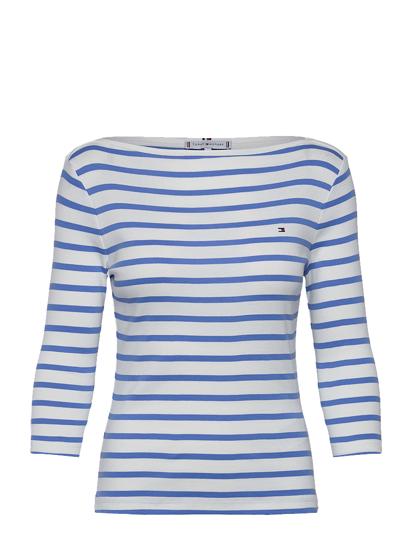 Tommy Hilfiger - SLIM CODY BOAT-NK 3/4SLV - langärmlige tops - ecru/ blue spell stp - 0