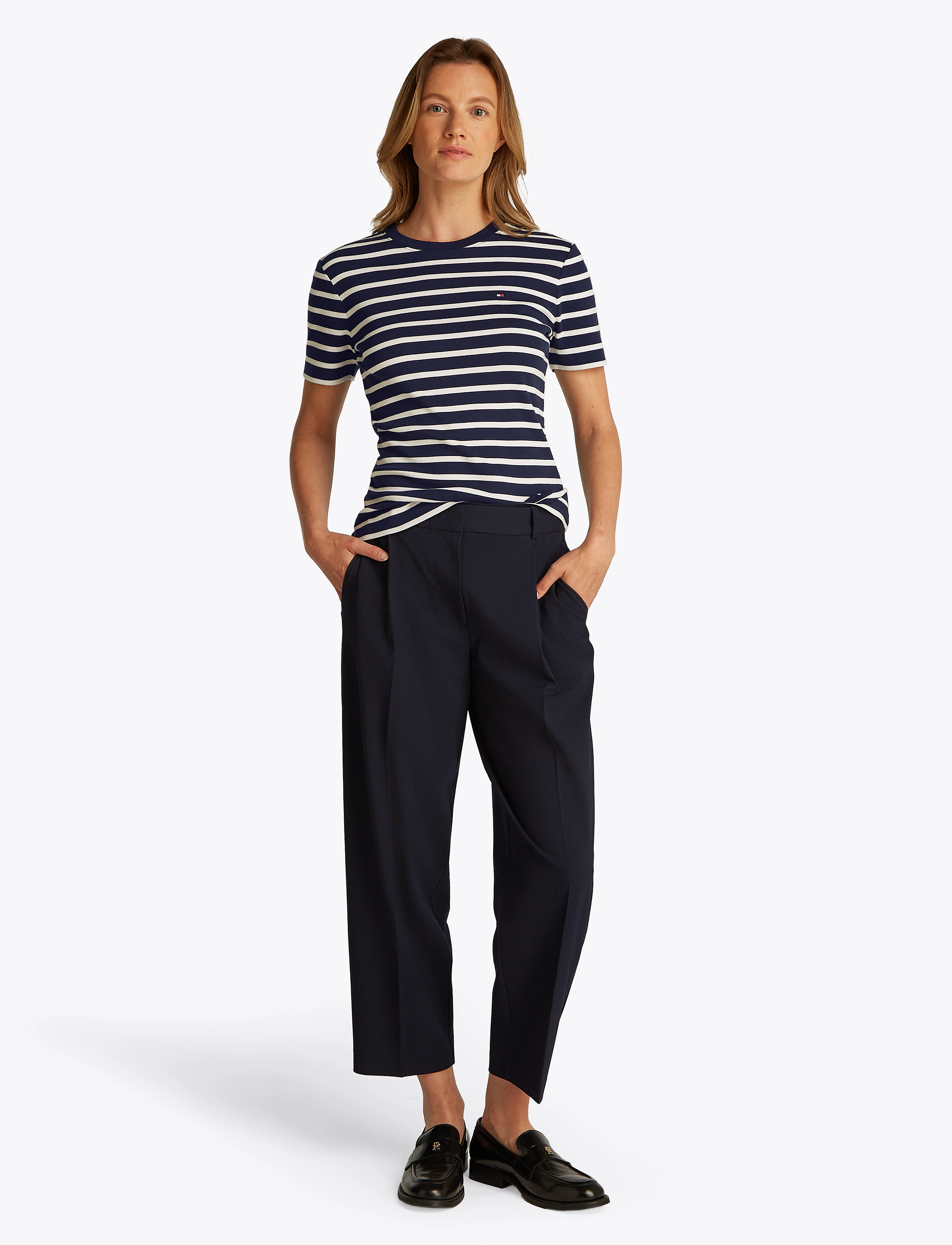 Tommy Hilfiger - CODY SLIM BOAT-NK 3/4 SLV - langærmede toppe - ecru/ blue spell stp - 3