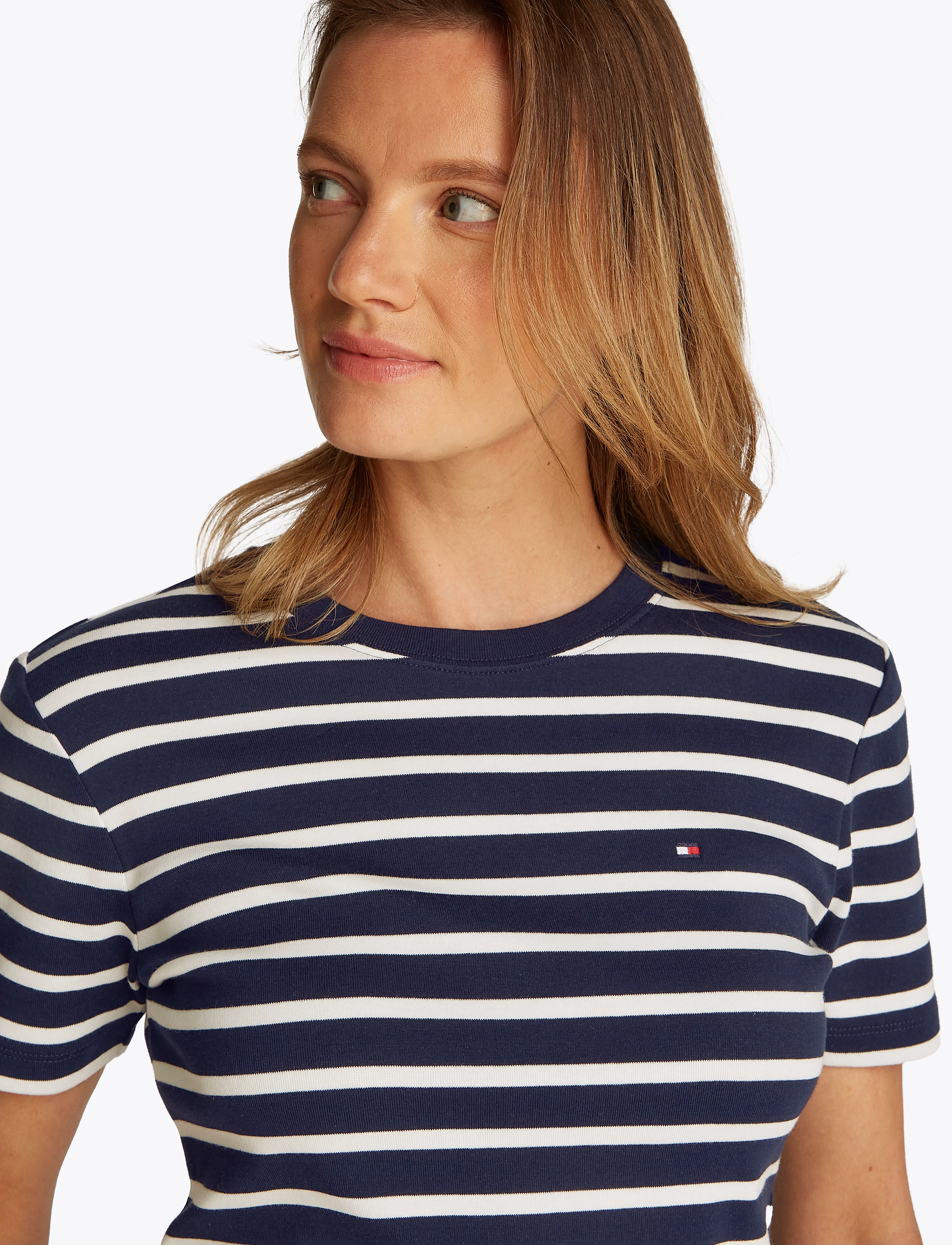 Tommy Hilfiger - CODY SLIM BOAT-NK 3/4 SLV - langærmede toppe - ecru/ blue spell stp - 4