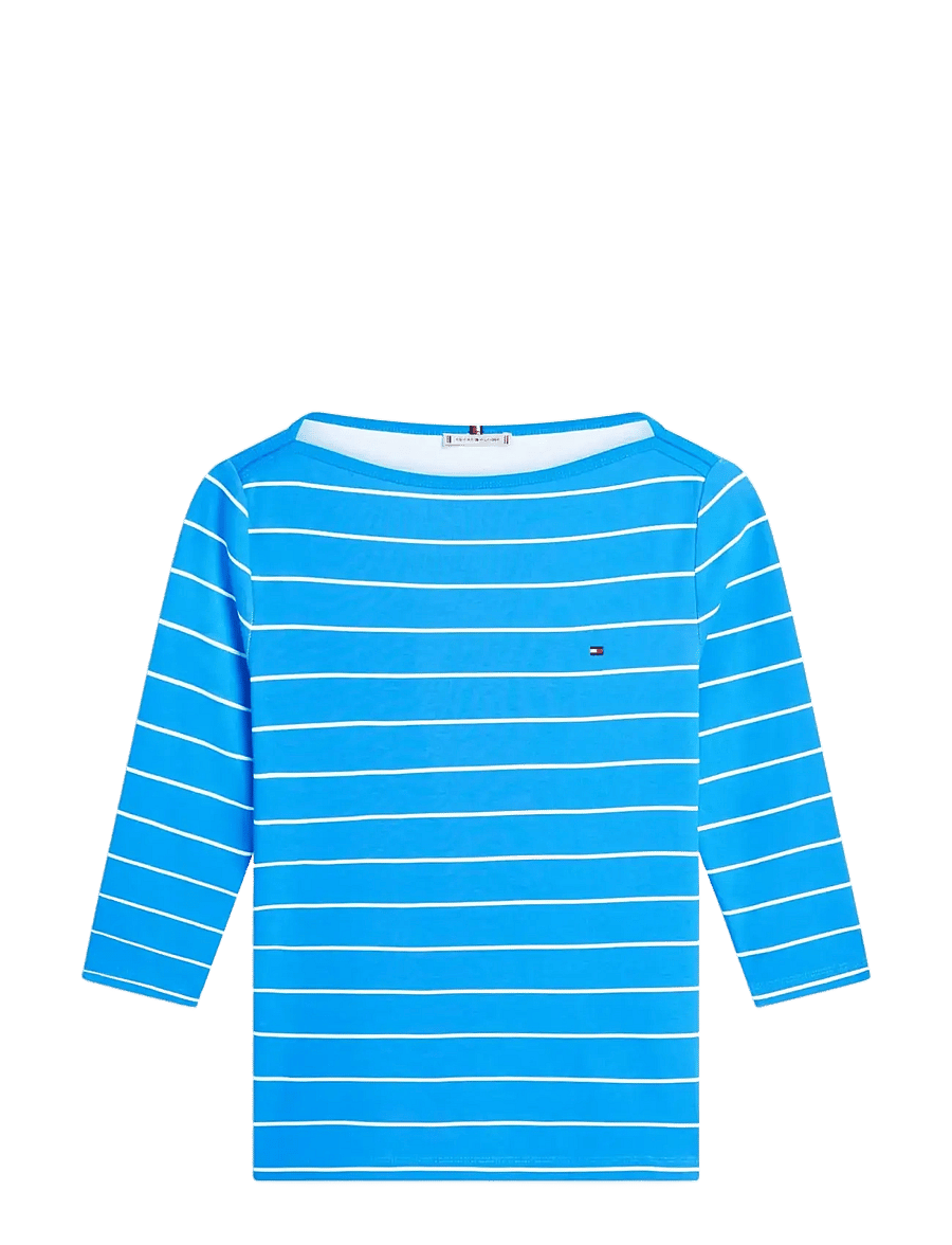 Tommy Hilfiger - SLIM CODY BOAT-NK 3/4SLV - langärmlige tops - fine stp blue orbit ecru - 1