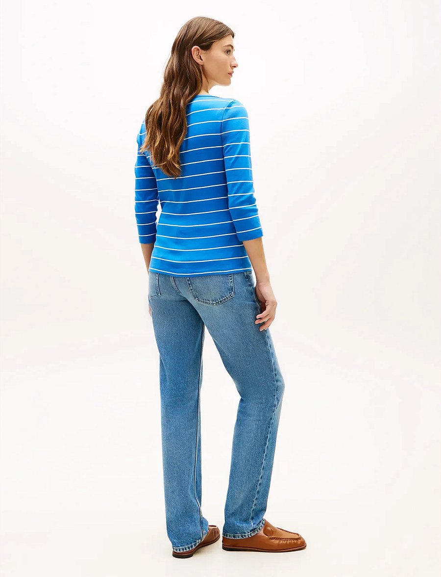Tommy Hilfiger - SLIM CODY BOAT-NK 3/4SLV - langärmlige tops - fine stp blue orbit ecru - 2