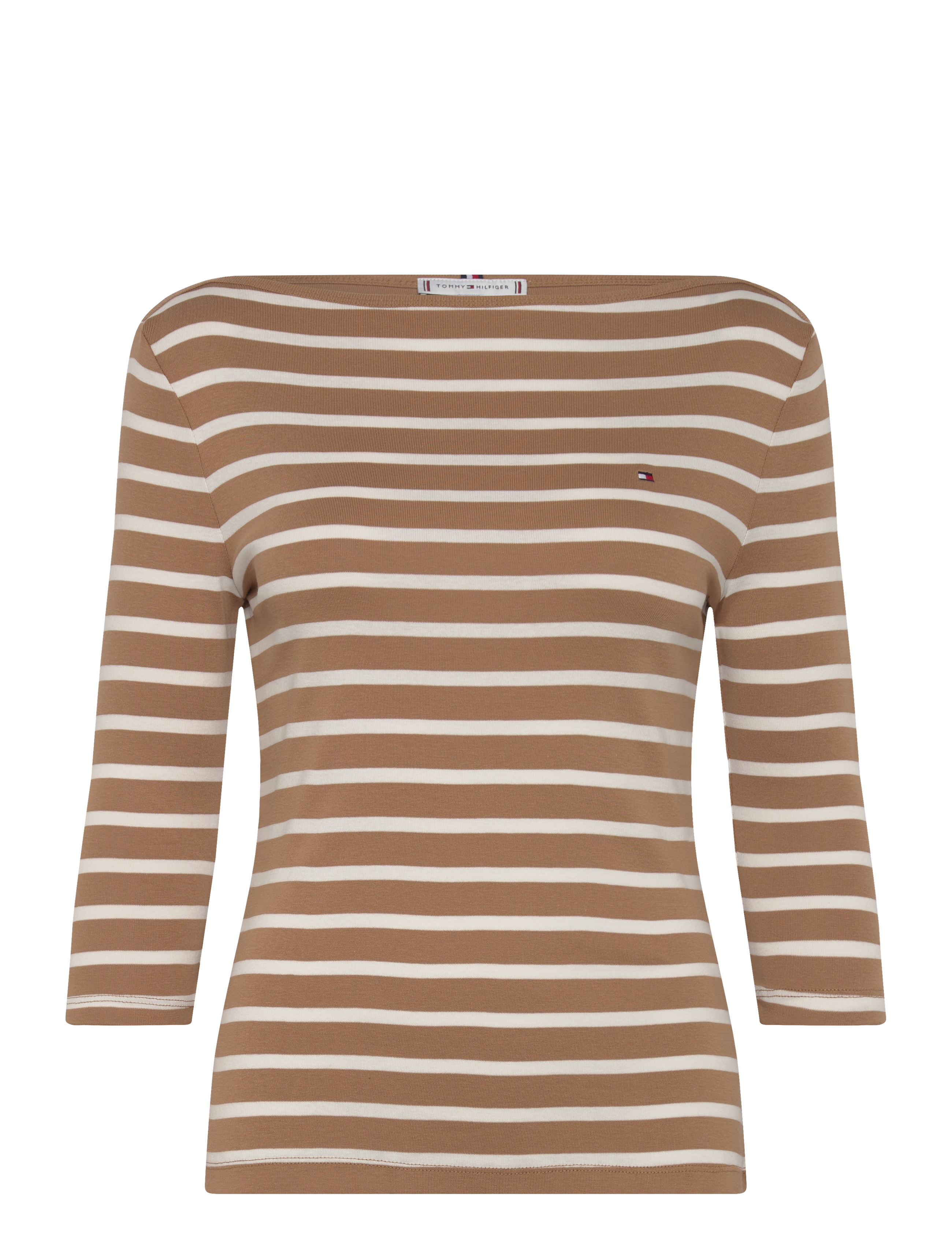 NEW CODY SLIM BOAT-NK 3/4SLV - HICKORY/ ECRU STP