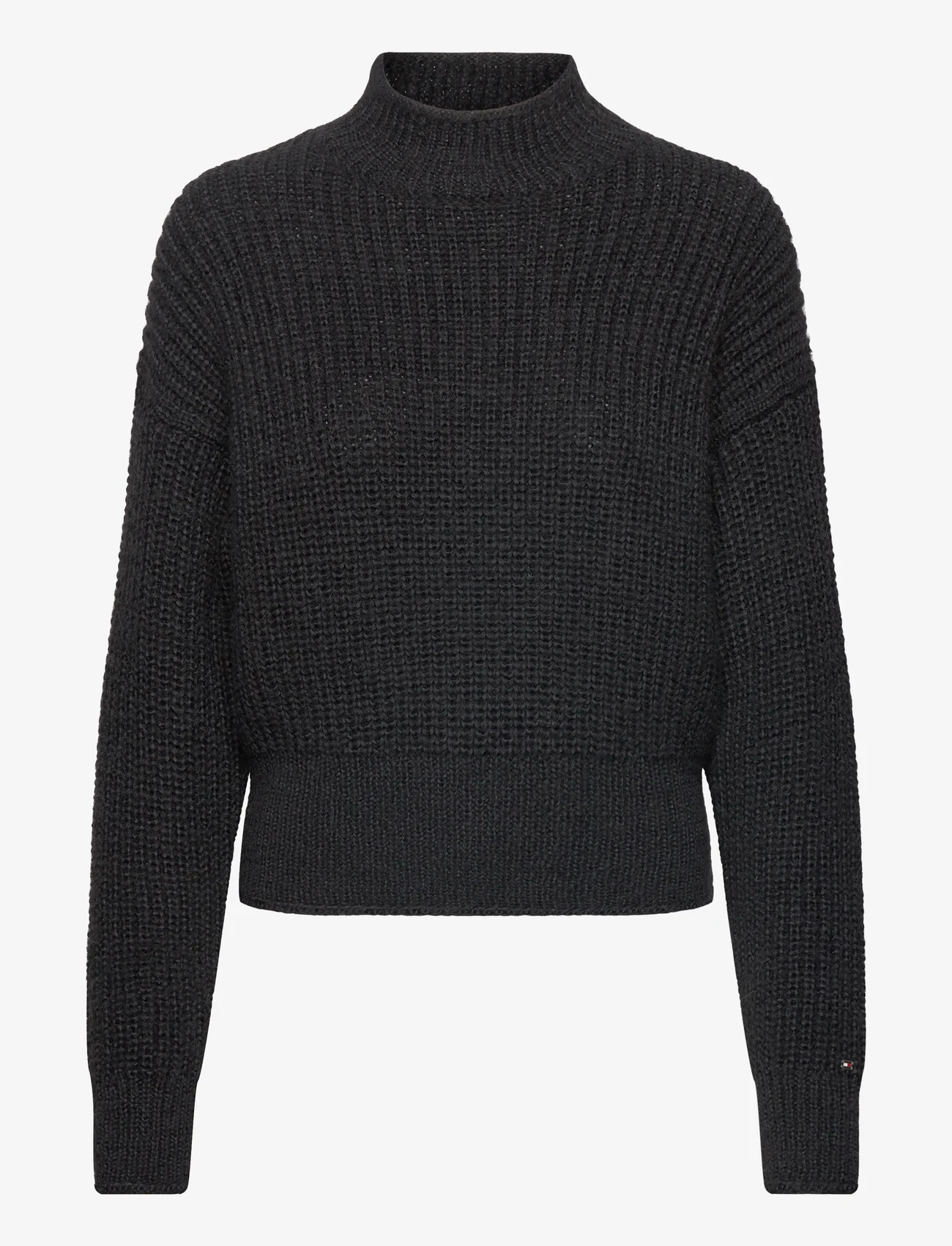 Tommy Hilfiger - TEXTURE MOCK-NK SWT - sweaters - black - 0