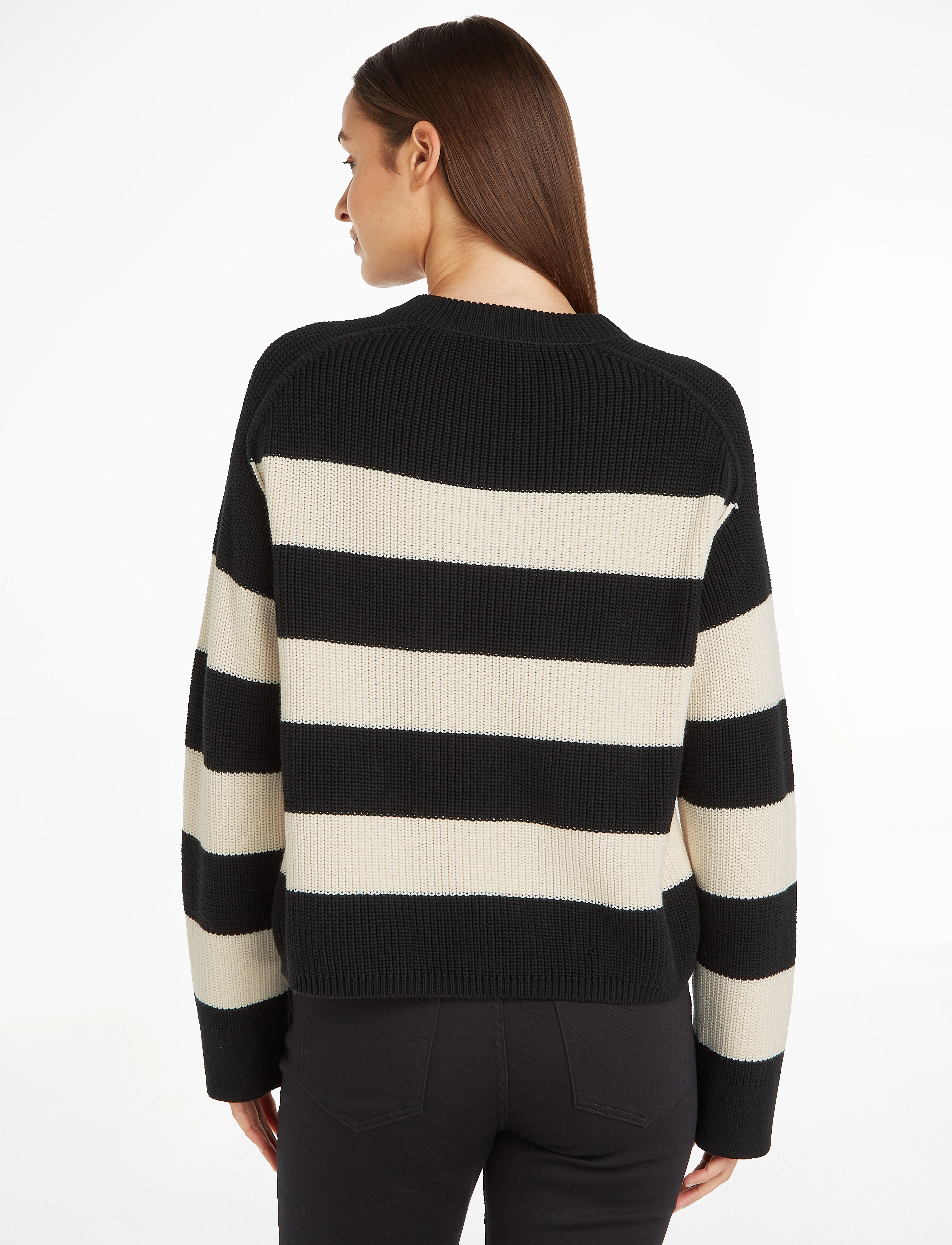 Tommy Hilfiger - CO CARDI STITCH C-NK SWT - black/ calico rugby stp - 2