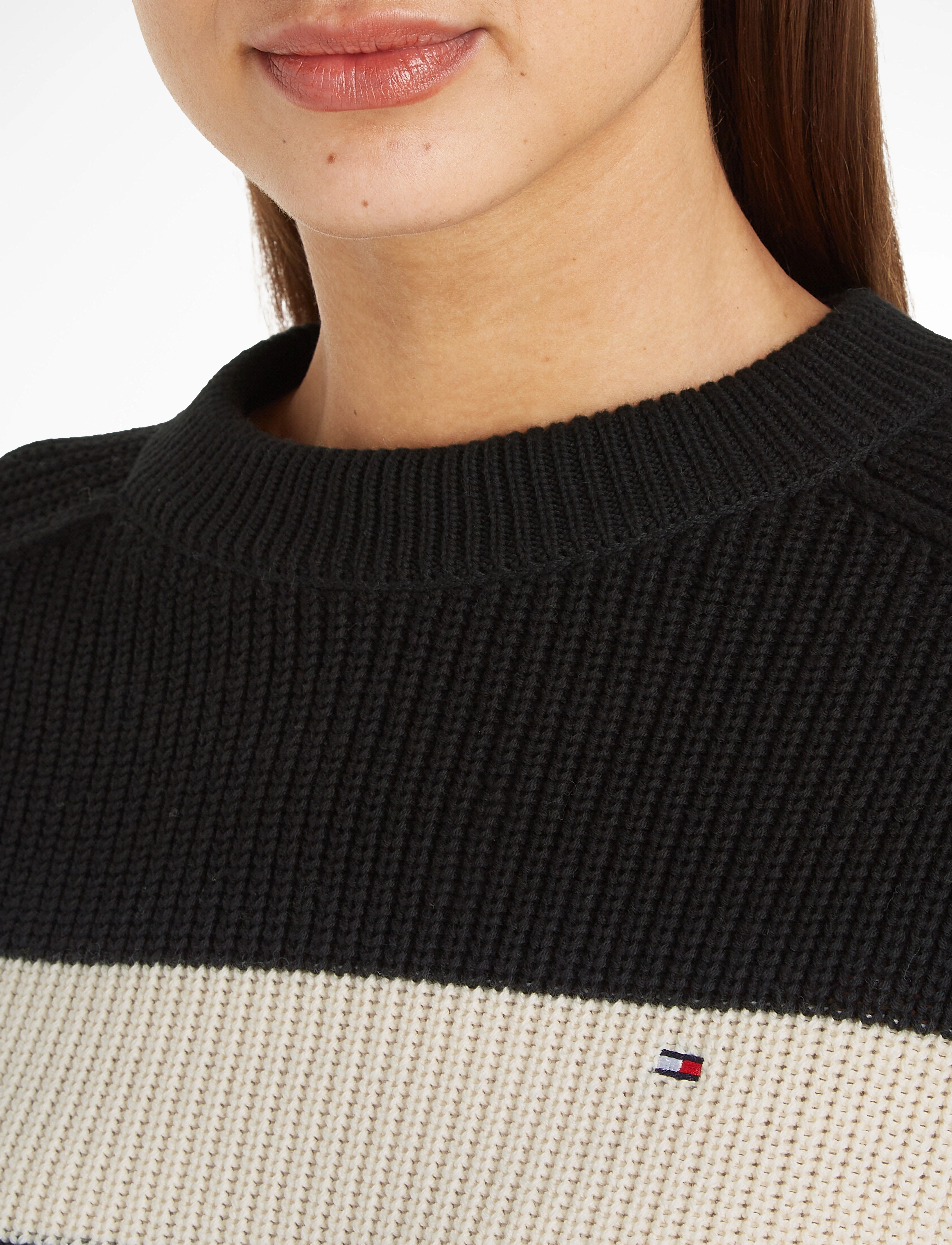 Tommy Hilfiger - CO CARDI STITCH C-NK SWT - black/ calico rugby stp - 3