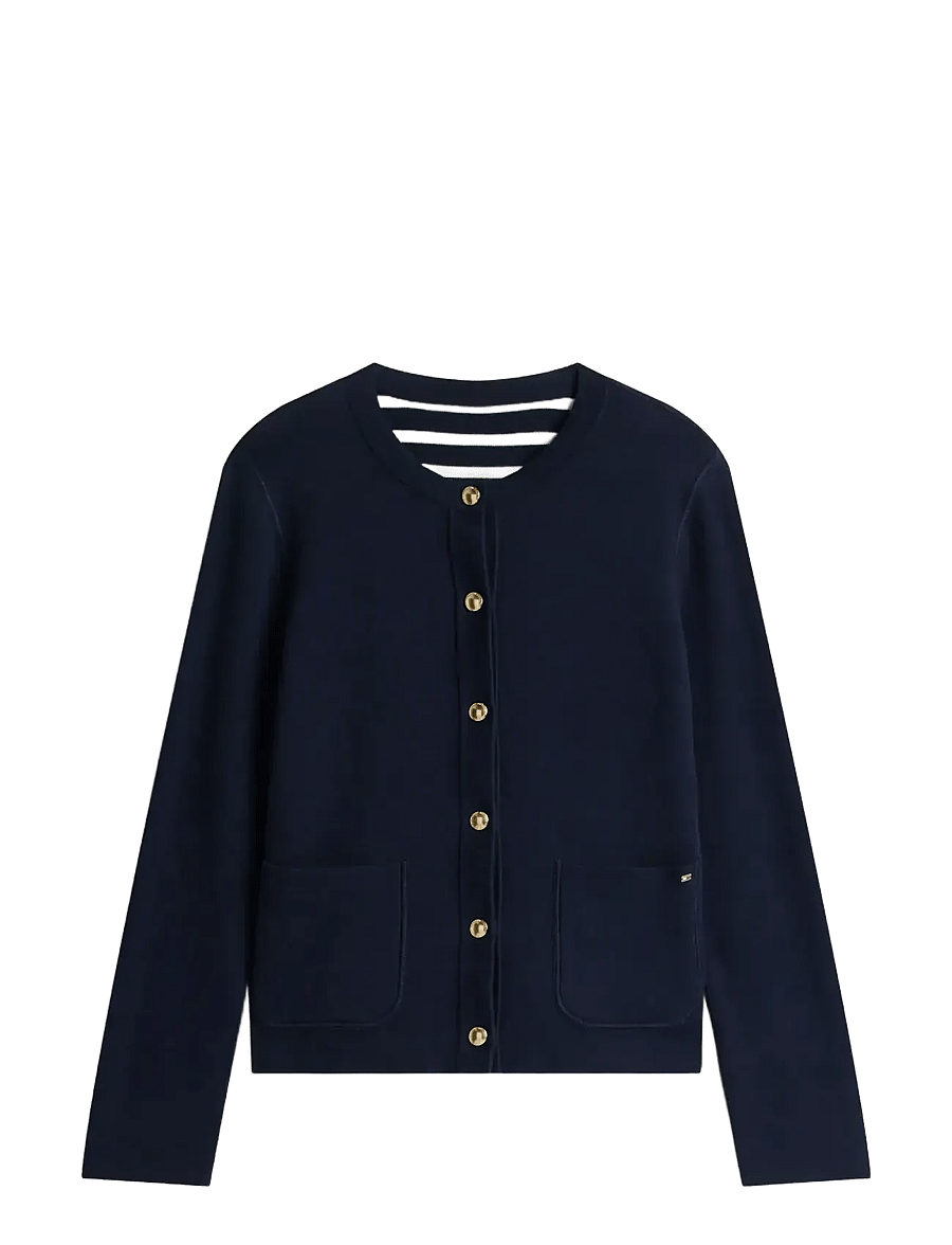 Tommy Hilfiger - CO JERSEY REVERSIBLE LS CARDI - cardigans - br stp navy/dark night navy - 2
