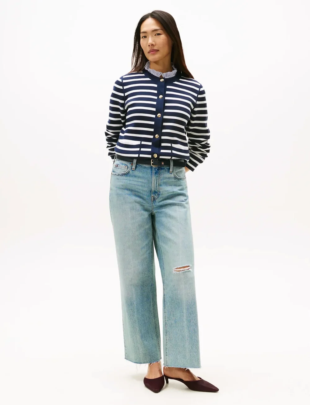 Tommy Hilfiger - CO JERSEY REVERSIBLE LS CARDI - cardigans - br stp navy/dark night navy - 3