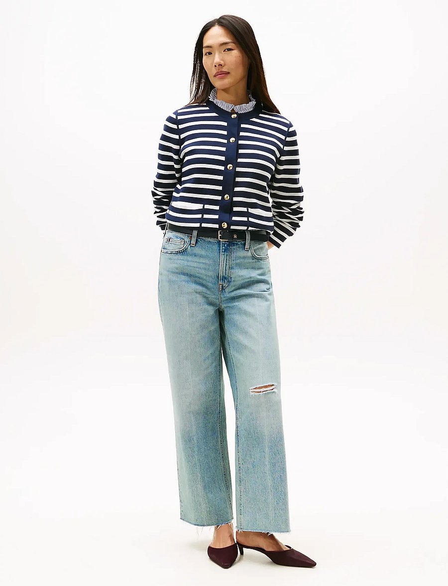 Tommy Hilfiger - CO JERSEY REVERSIBLE LS CARDI - cardigans - br stp navy/dark night navy - 3