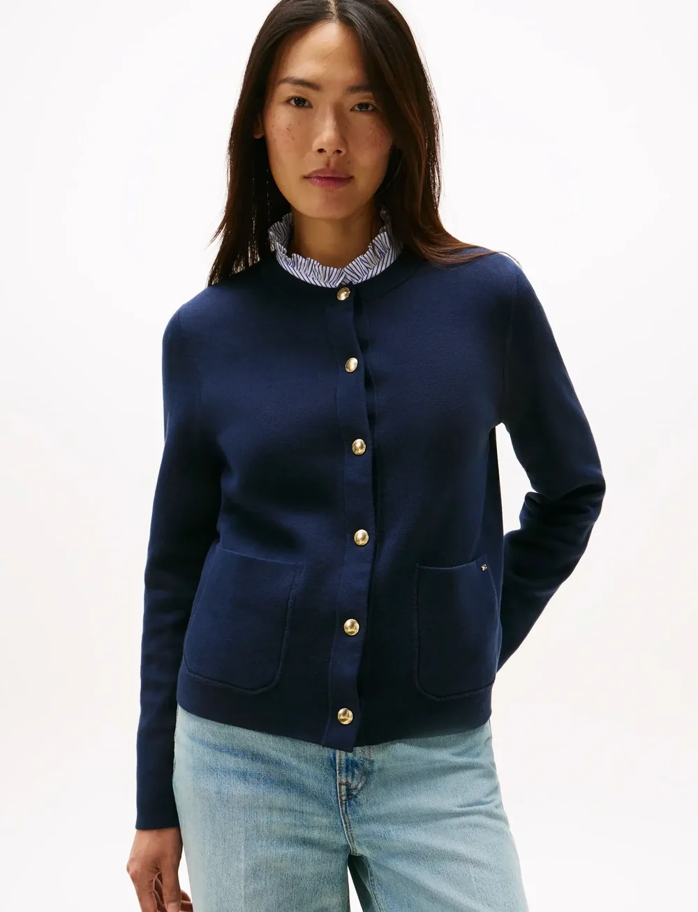 Tommy Hilfiger - CO JERSEY REVERSIBLE LS CARDI - cardigans - br stp navy/dark night navy - 5