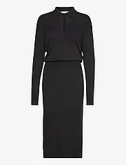 Tommy Hilfiger - FINE RIBS POLO LS SWT DRESS - summer dresses - black - 0