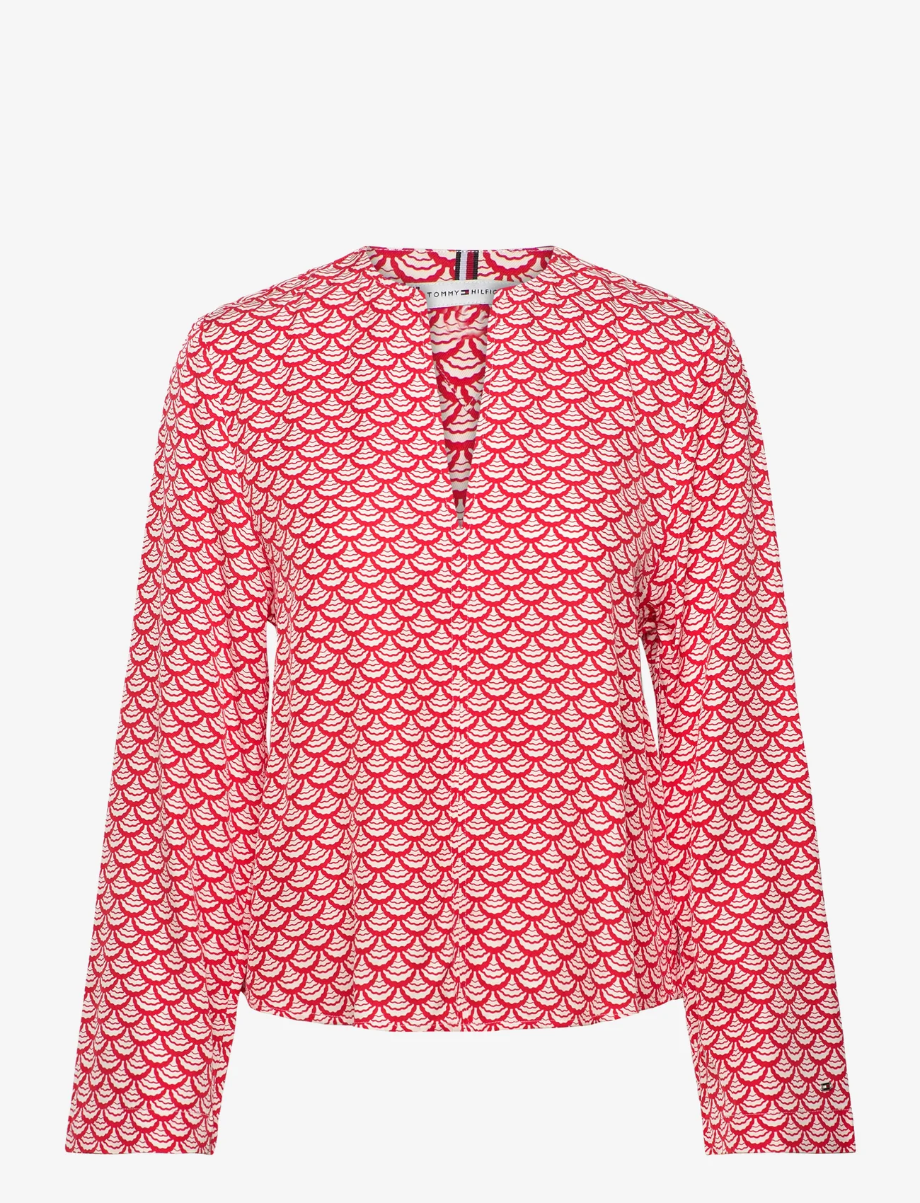 Tommy Hilfiger - SEAL AOP V-NECK BLOUSE - long-sleeved blouses - varsity seal print/ daring scarlet - 0