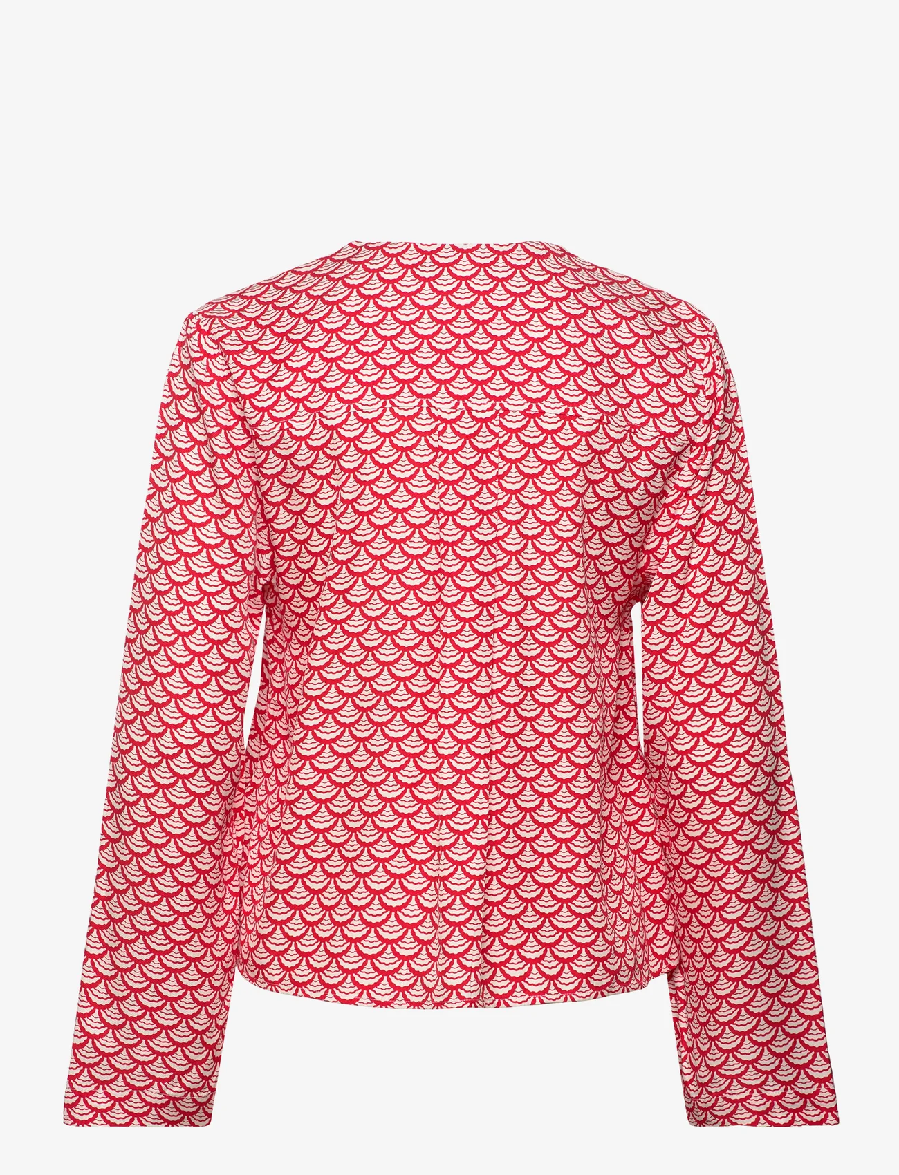 Tommy Hilfiger - SEAL AOP V-NECK BLOUSE - pitkähihaiset puserot - varsity seal print/ daring scarlet - 1