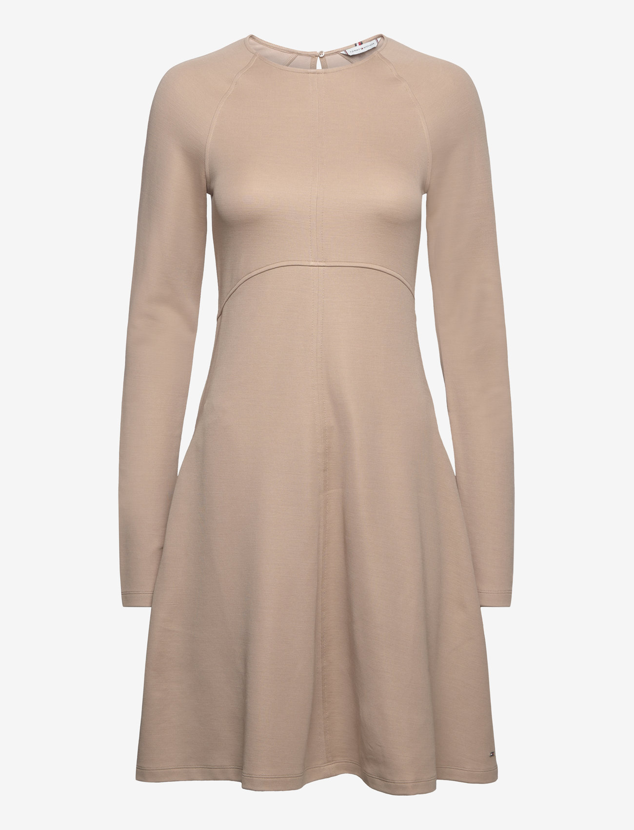 Tommy Hilfiger - F&F C-NK SHINY INTERLOCK LS DRS - kurze kleider - beige - 0