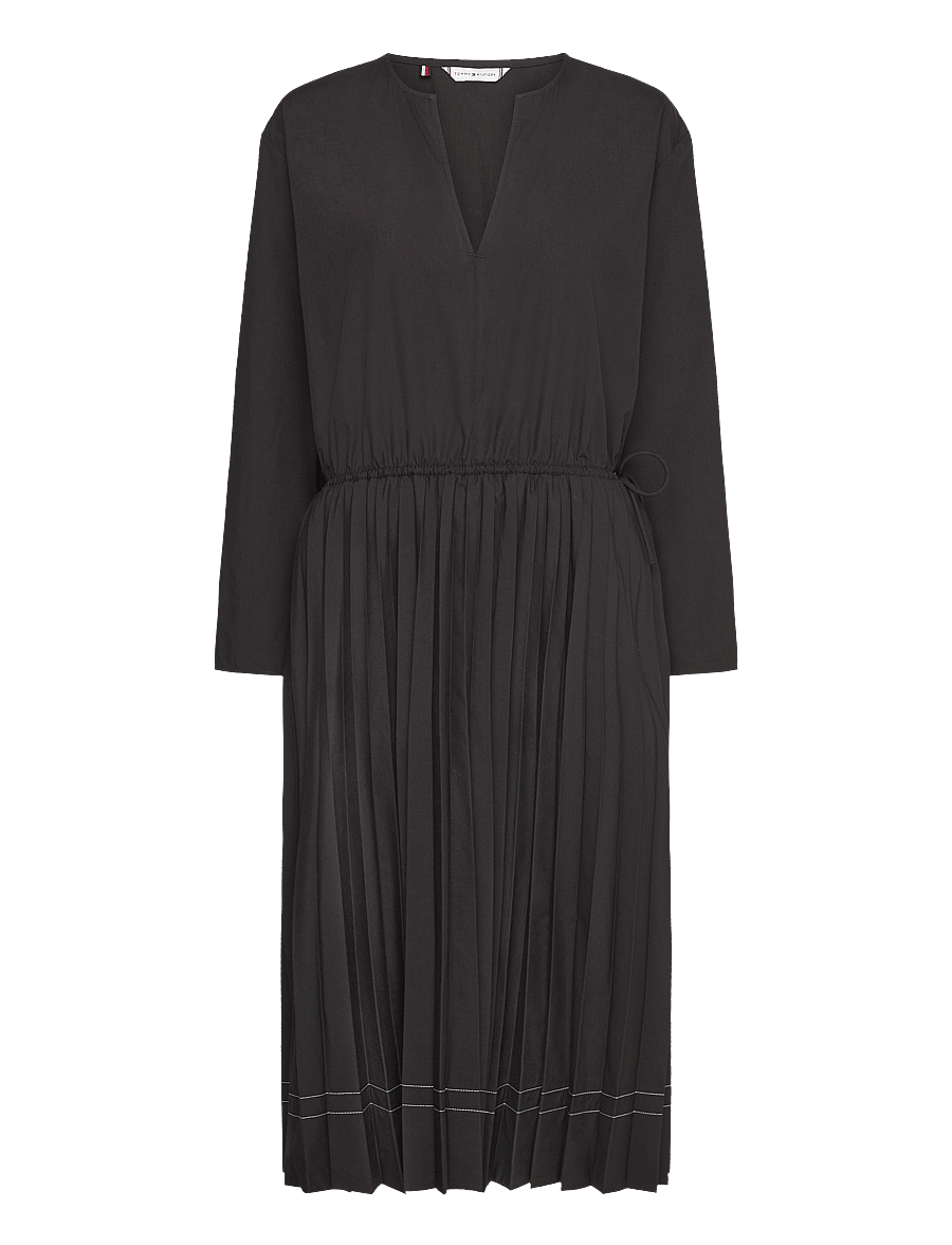 Tommy Hilfiger - STITCH PLEATED MIDI DRESS - sommarklänningar - black - 0