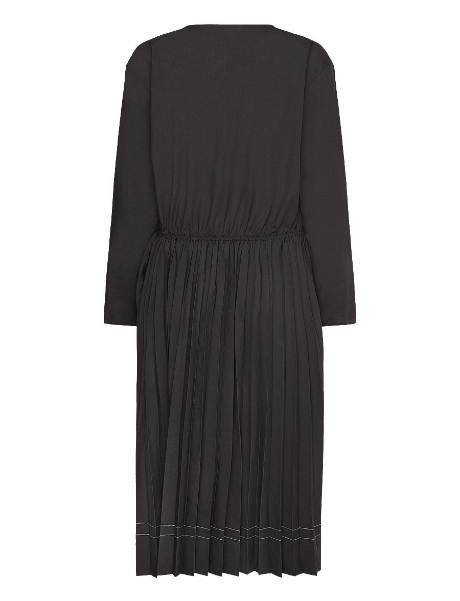 Tommy Hilfiger - STITCH PLEATED MIDI DRESS - sommarklänningar - black - 1