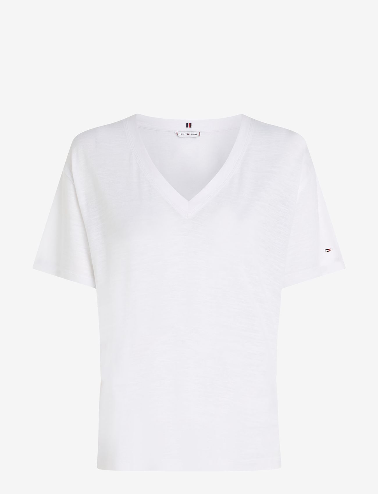 Tommy Hilfiger - RLX LINEN LYOCELL V-NK SS - t-shirts - th optic white - 1
