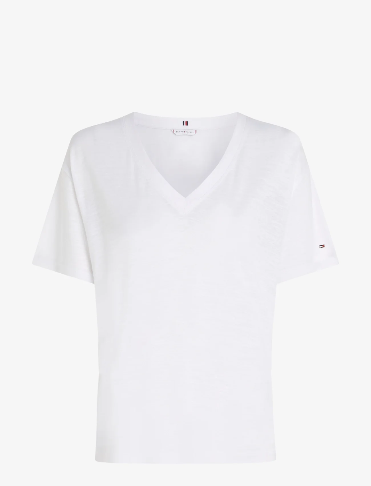 Tommy Hilfiger - RLX LINEN LYOCELL V-NK SS - marškinėliai - th optic white - 0