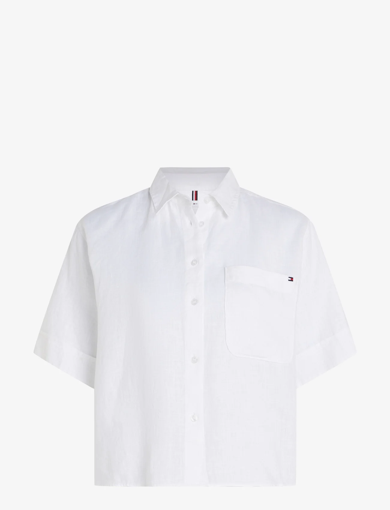 Tommy Hilfiger - LINEN SS SHIRT - kortärmade skjortor - th optic white - 0