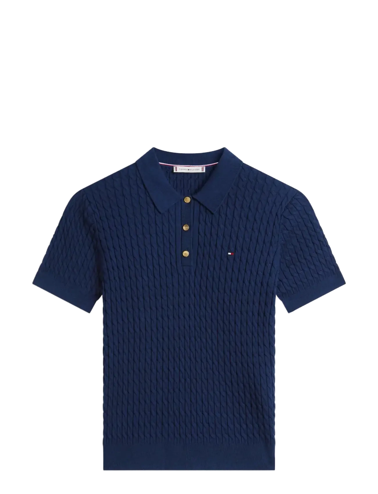 TOMMY HILFIGER Co Cable Fine Gg Polo S/S Swt Navy - S - Damen