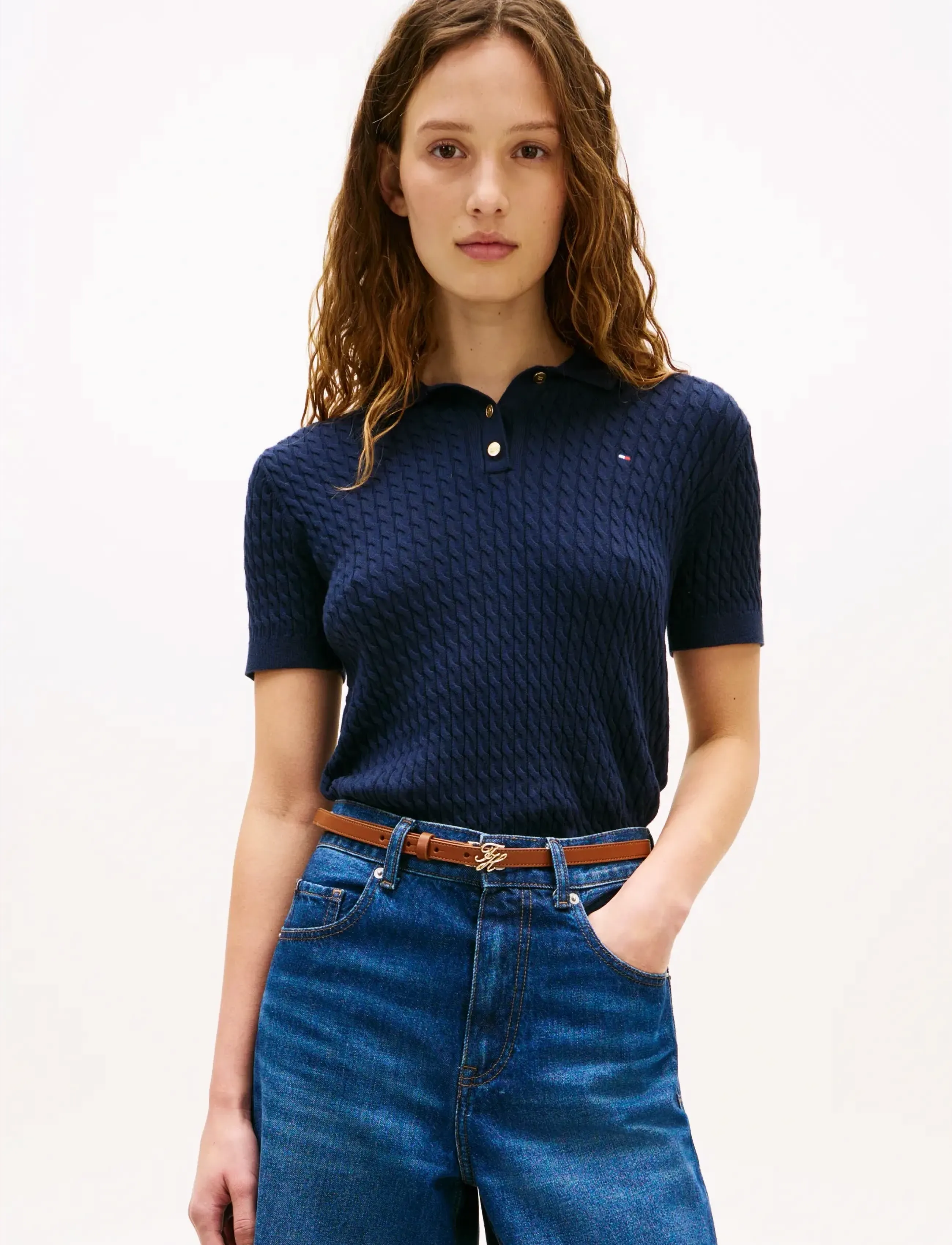 Tommy Hilfiger COTTON MINI CABLE POLO - T-särgid ja alussärgid - DARK NIGHT NAVY / navy
