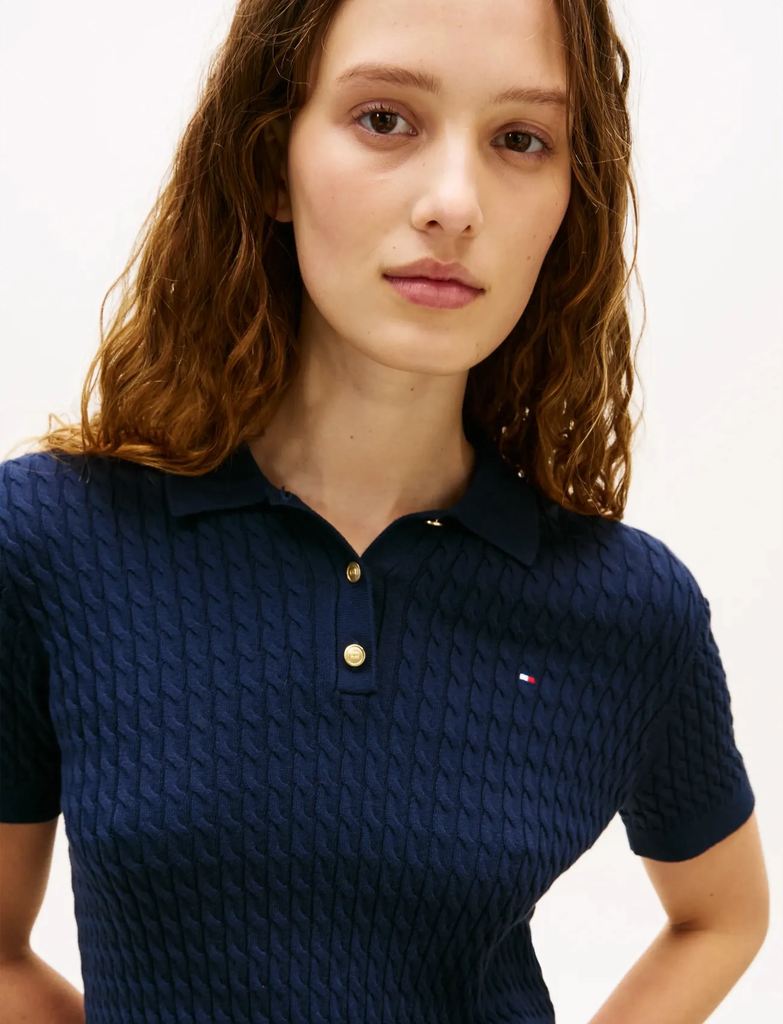 Tommy Hilfiger - CO CABLE FINE GG POLO S/S SWT - poloer - dark night navy - 4