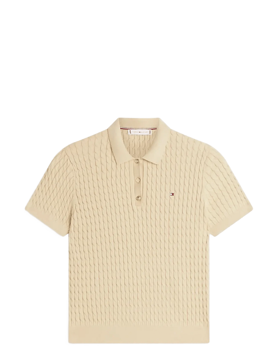 Tommy Hilfiger - CO CABLE FINE GG POLO S/S SWT - poloshirts - harvest wheat - 1