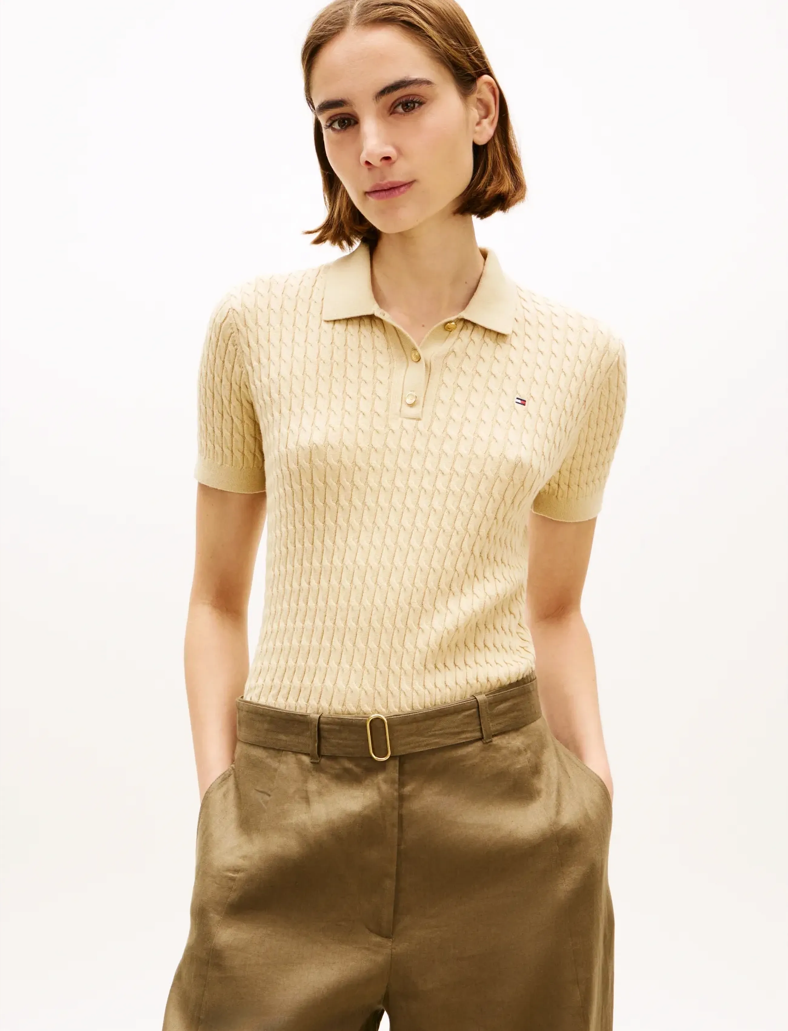 Tommy Hilfiger COTTON MINI CABLE POLO - Riided - HARVEST WHEAT / beige