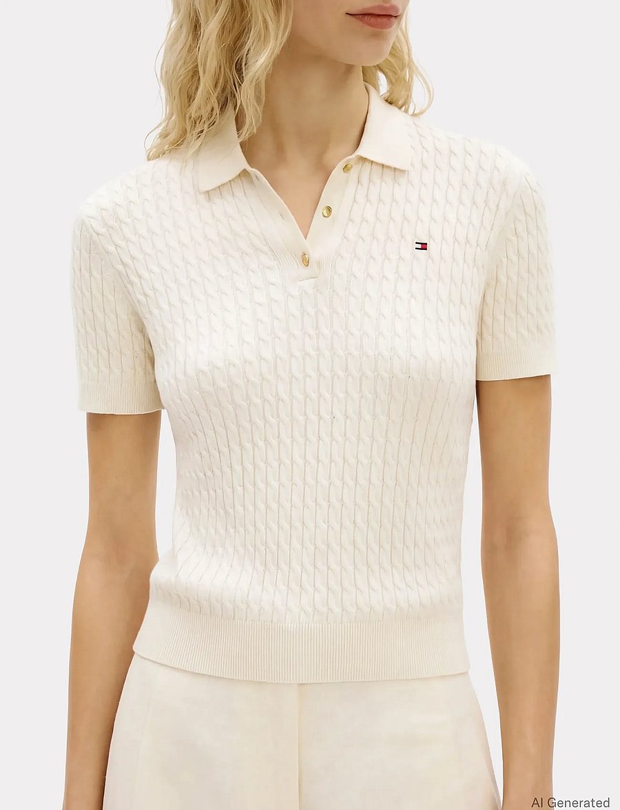 Tommy Hilfiger - CO CABLE FINE GG POLO S/S SWT - poloshirts - heather ivory petal - 3