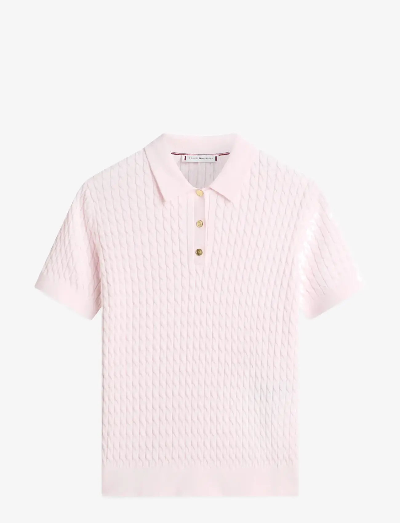 Tommy Hilfiger - CO CABLE FINE GG POLO S/S SWT - pikéer - light pink - 1