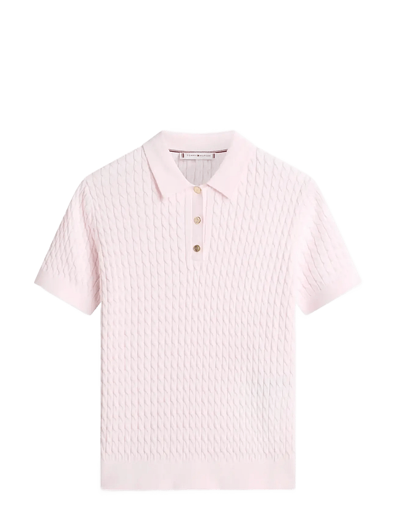 Tommy Hilfiger - CO CABLE FINE GG POLO S/S SWT - pikéer - light pink - 1