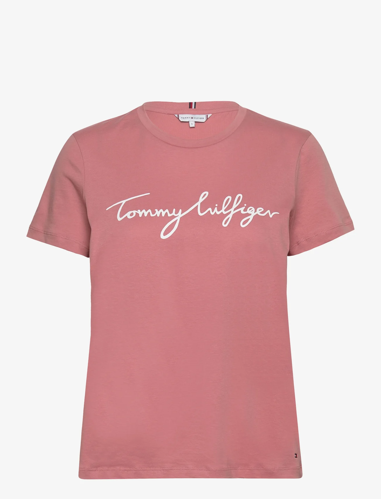 Tommy Hilfiger - REG C-NK SIGNATURE TEE SS - t-skjorter - teaberry blossom - 0