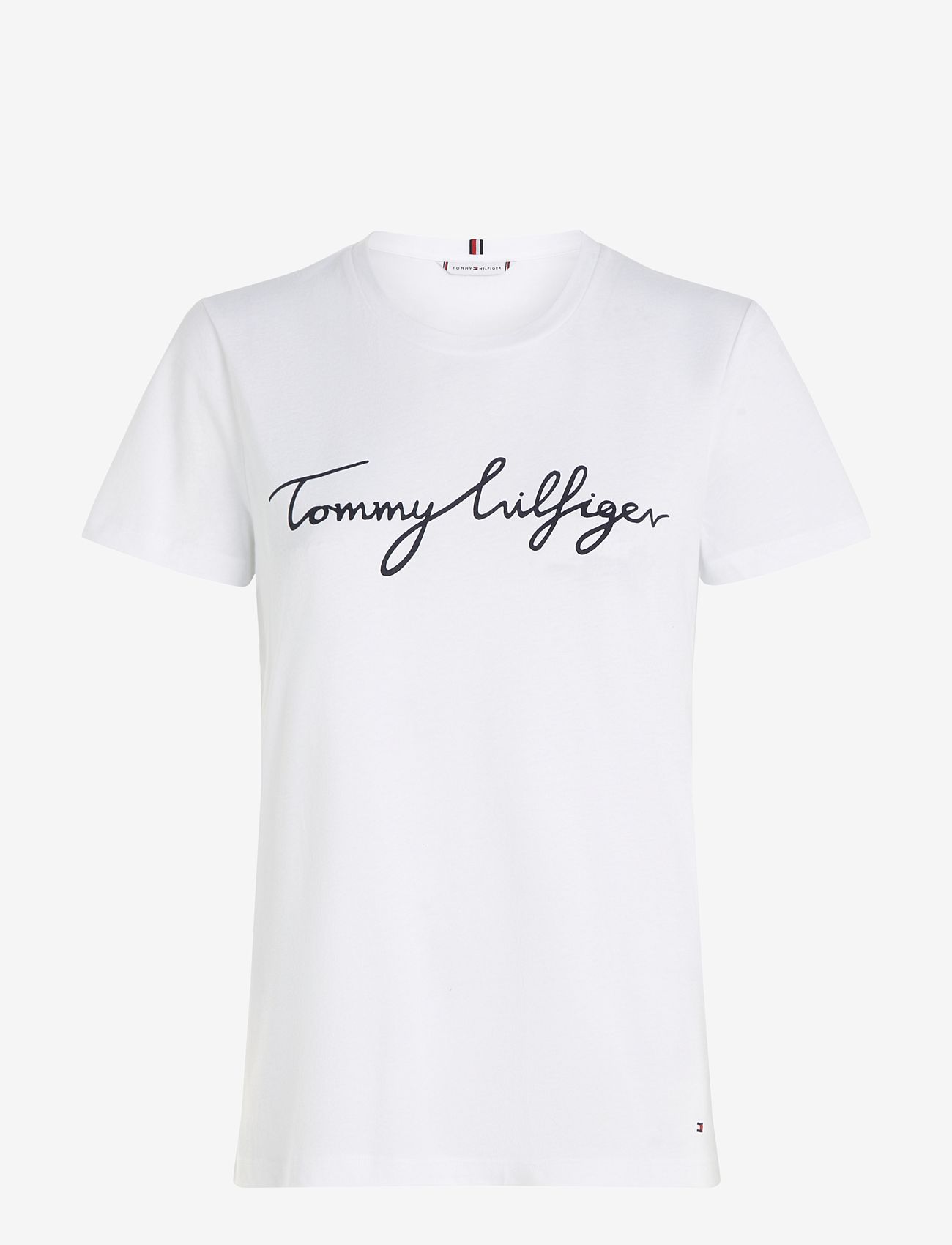 Tommy Hilfiger - REG C-NK SIGNATURE TEE SS - t-shirts - th optic white - 0