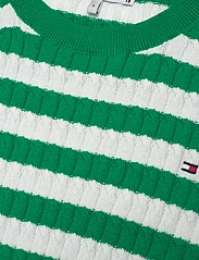 Tommy Hilfiger - CO CABLE C-NK SS SWT - megzti drabužiai - breton ecru/olympic green - 2
