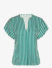 Tommy Hilfiger - FLUID STRIPE VN SS BLOUSE - short-sleeved blouses - bold stp/ olympic green - 0