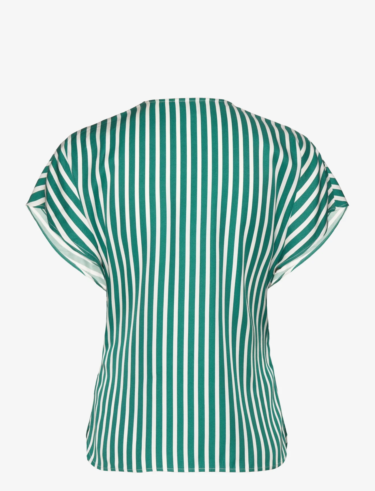 Tommy Hilfiger - FLUID STRIPE VN SS BLOUSE - short-sleeved blouses - bold stp/ olympic green - 1