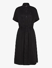 Tommy Hilfiger - LINEN SS MIDI SHIRT DRESS - marškinių tipo suknelės - black - 0