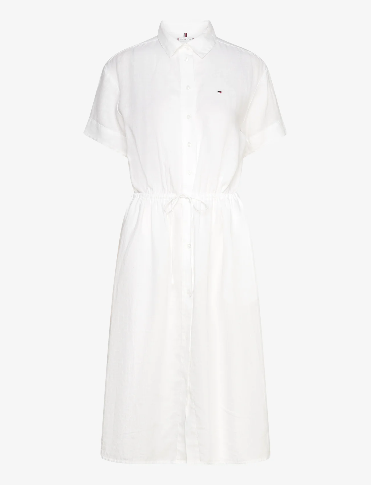 Tommy Hilfiger - LINEN SS MIDI SHIRT DRESS - shirt dresses - th optic white - 0