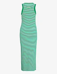 Tommy Hilfiger - SLIM 5X2 STR RIB MIDI DRESS NS - summer dresses - mini stp olympic green/ white - 1