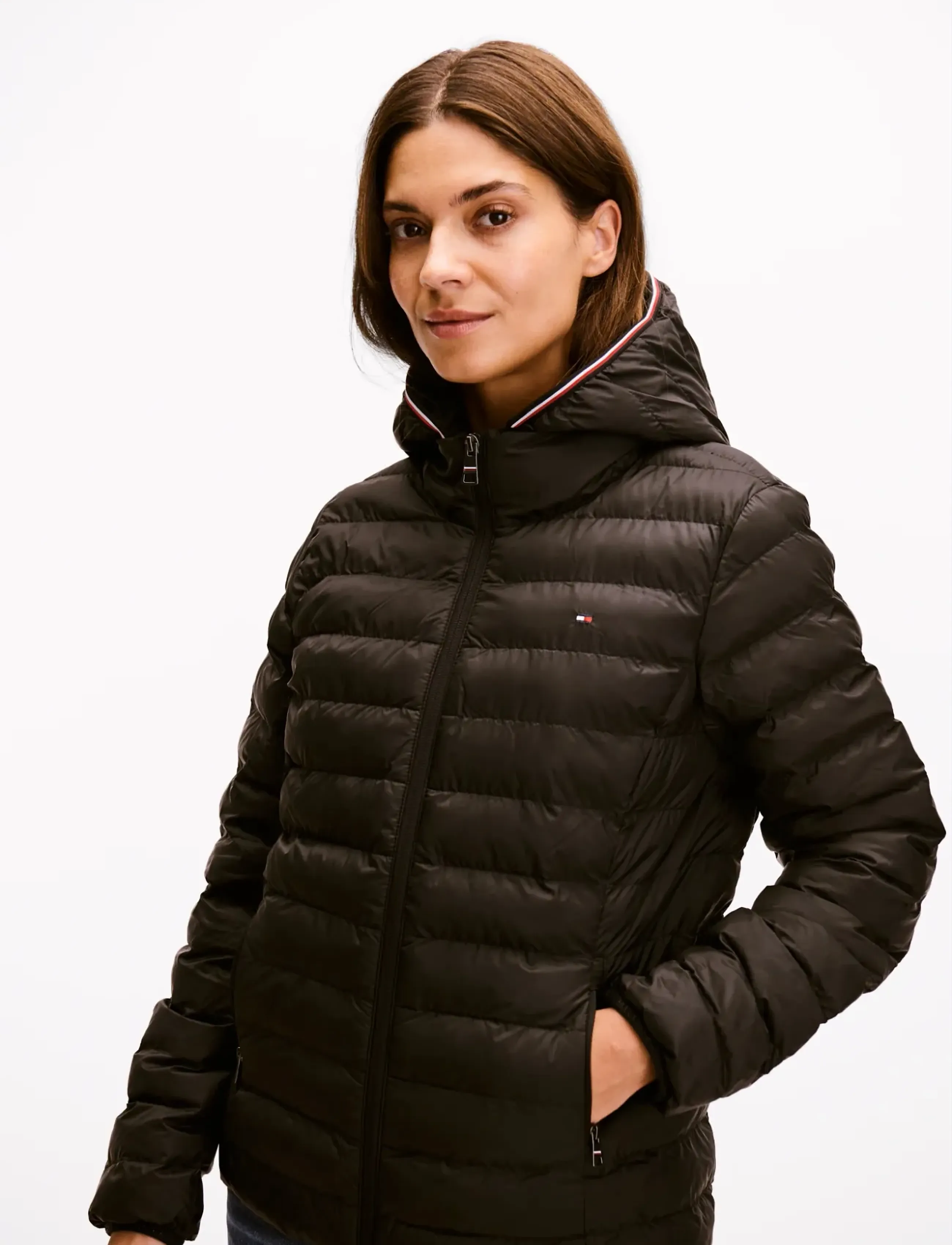 Tommy Hilfiger Lw Padded Global Stripe Jacket, M, Jackets, Schwarz - Frauen