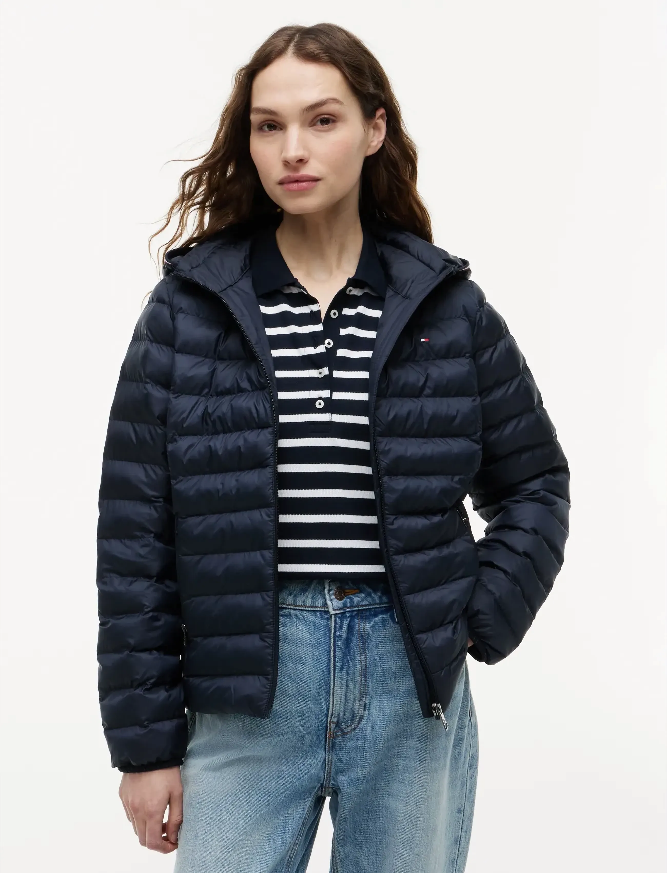 Tommy Hilfiger LW PADDED GLOBAL STRIPE JACKET - Kläder - DESERT SKY / navy