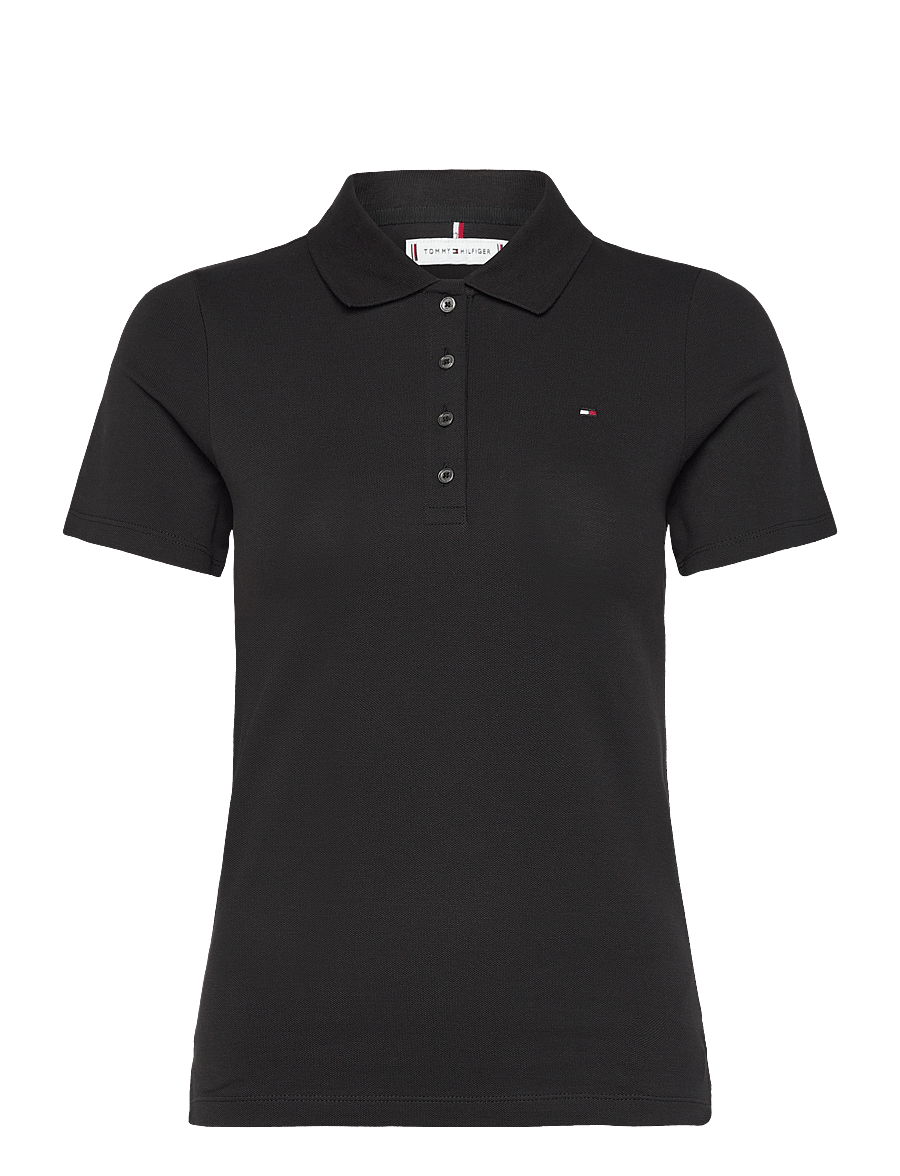 Tommy Hilfiger - 1985 SLIM PIQUE POLO SS - poloshirts - black - 1