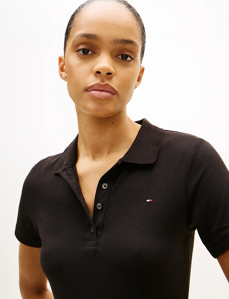 Tommy Hilfiger - 1985 SLIM PIQUE POLO SS - poloshirts - black - 4