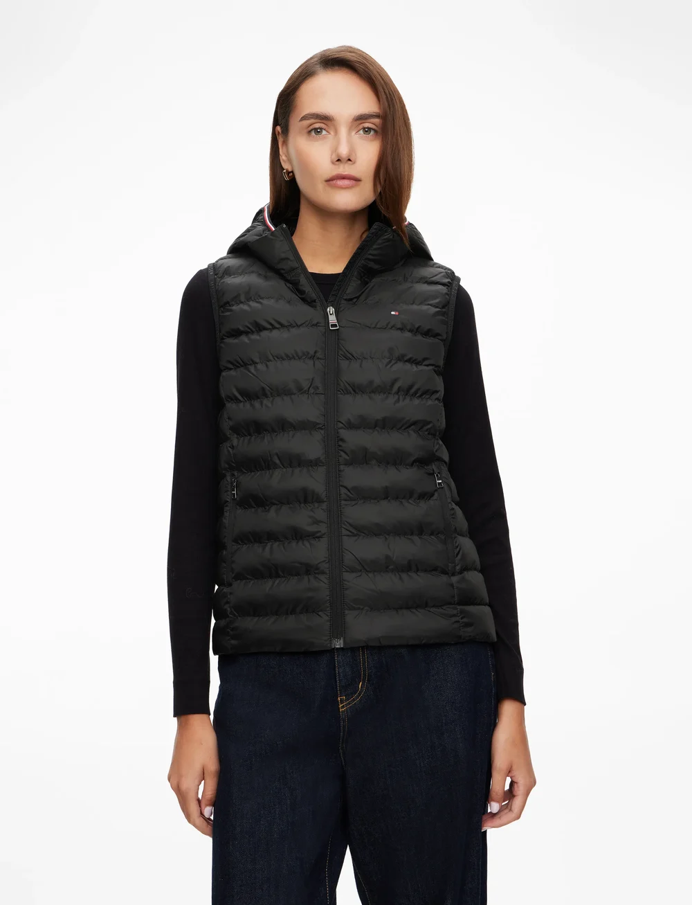 Tommy Hilfiger - LW PADDED GLOBAL STRIPE VEST - fall jackets - black - 0