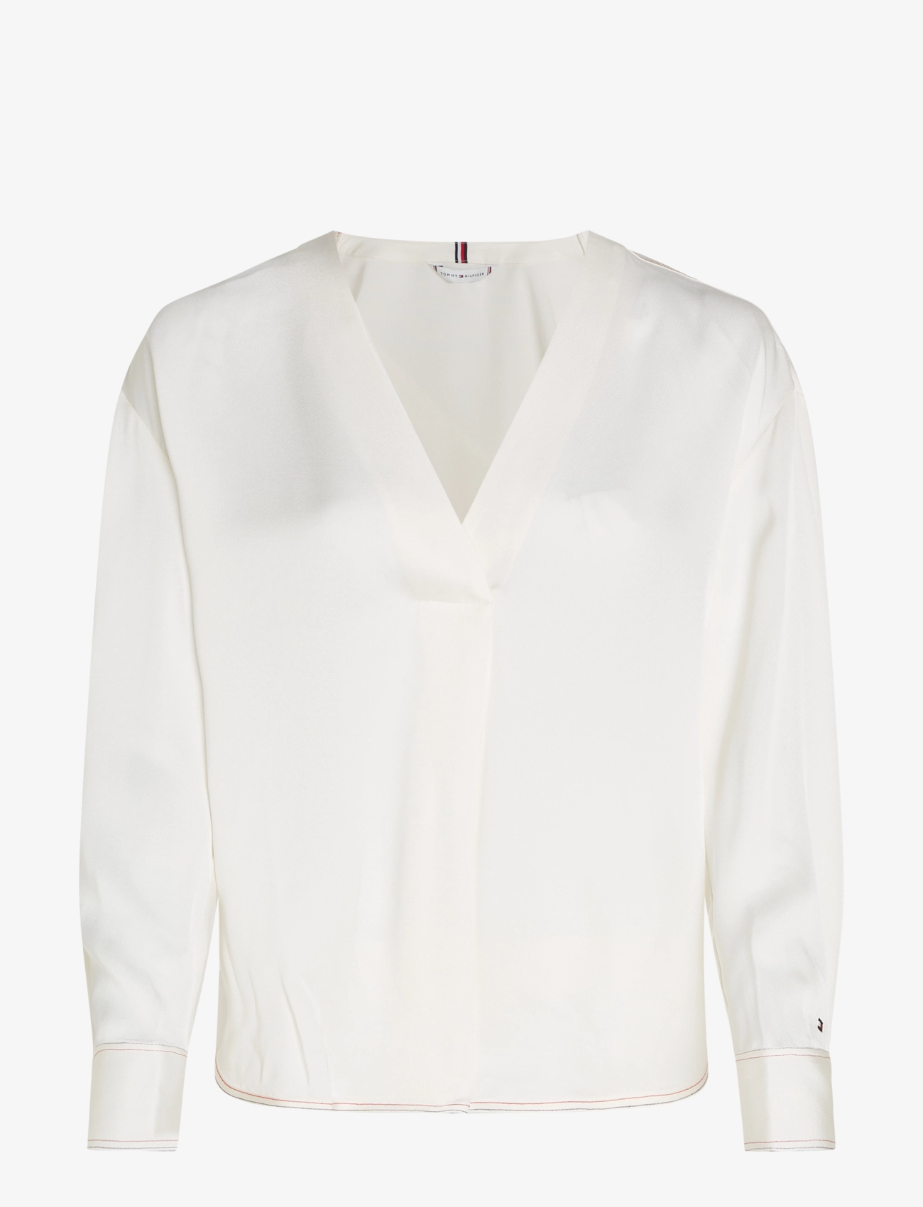 Tommy Hilfiger - RWB STITCH V-NECK LS BLOUSE - langærmede bluser - ancient white - 1