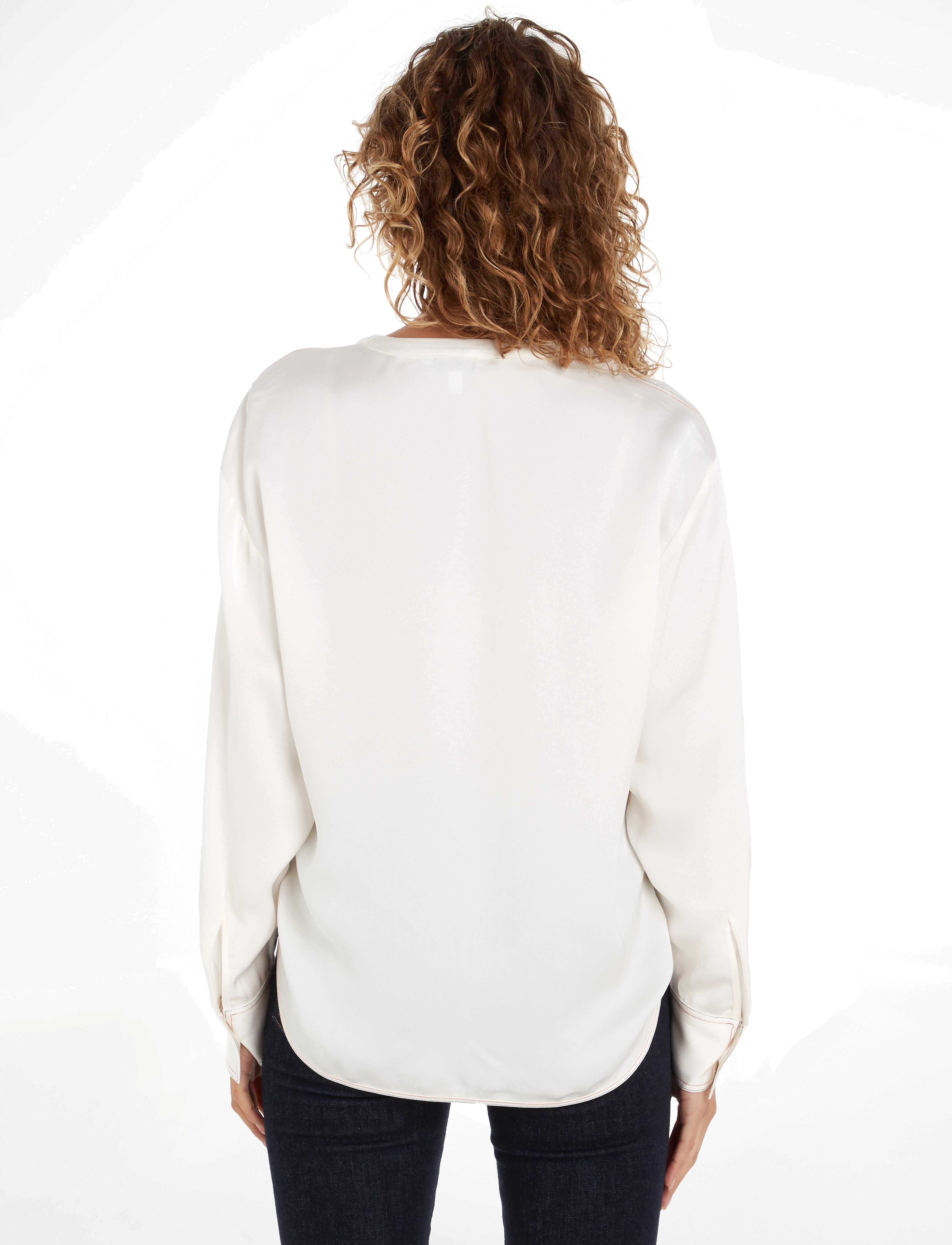 Tommy Hilfiger - RWB STITCH V-NECK LS BLOUSE - langærmede bluser - ancient white - 2