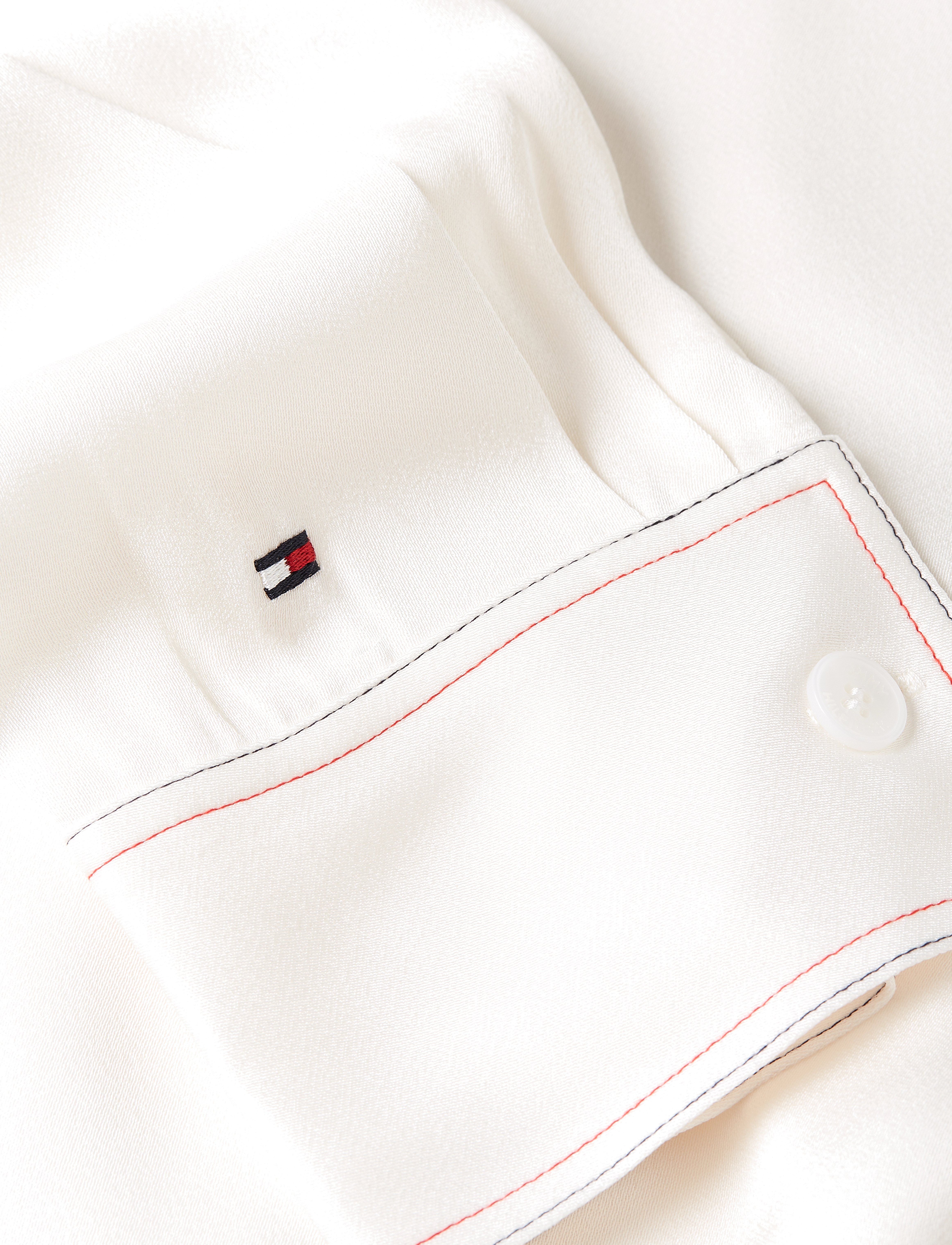 Tommy Hilfiger - RWB STITCH V-NECK LS BLOUSE - langærmede bluser - ancient white - 5