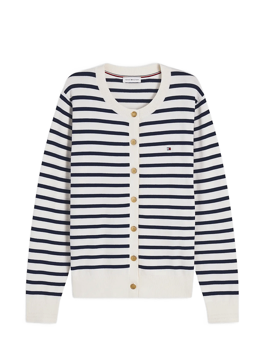 Tommy Hilfiger - CO JERSEY FINE GG C-NK LS CARDI - strickjacken - ivory petal dark n navy breton stp - 1