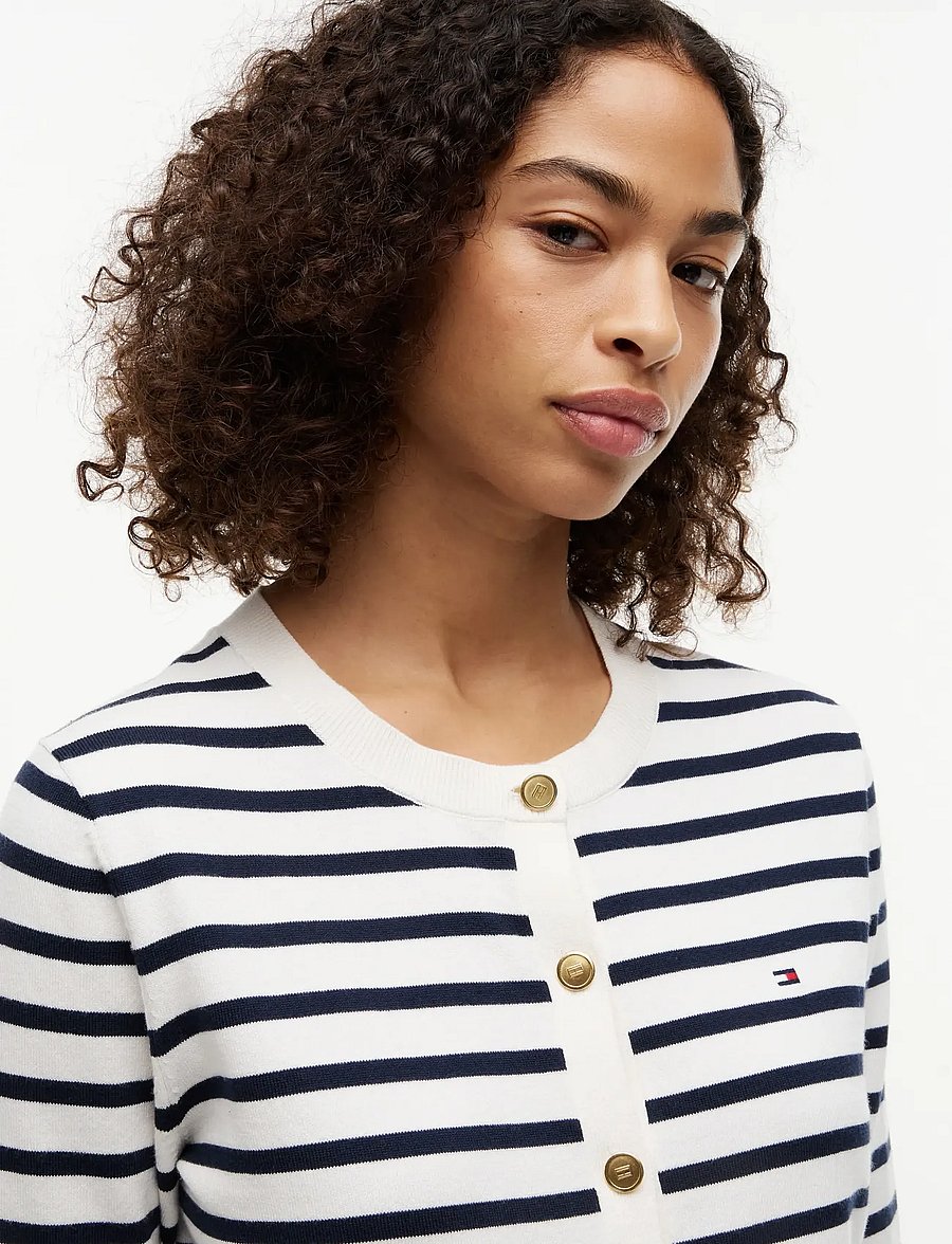 Tommy Hilfiger - CO JERSEY FINE GG C-NK LS CARDI - strickjacken - ivory petal dark n navy breton stp - 3
