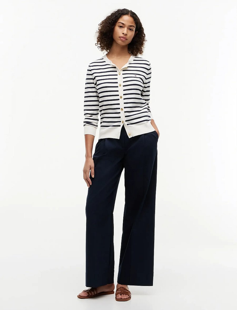 Tommy Hilfiger - CO JERSEY FINE GG C-NK LS CARDI - strickjacken - ivory petal dark n navy breton stp - 4